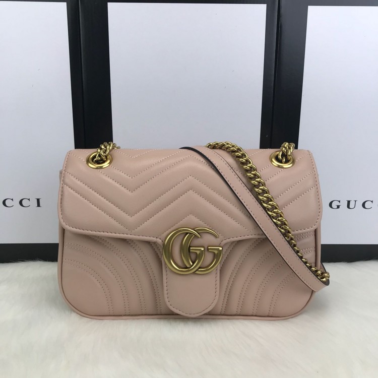 GUCCİ MARMONT PUDRA PEMBESİ HAKİKİ DERİ